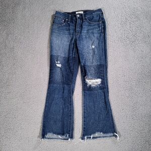Madewell Jeans Womens 27 Blue Cali Demi Bootcut Medium Wash Distress Pockets